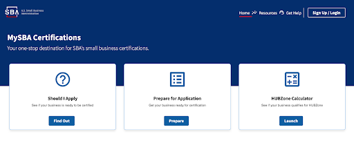 MySBA Certifications.